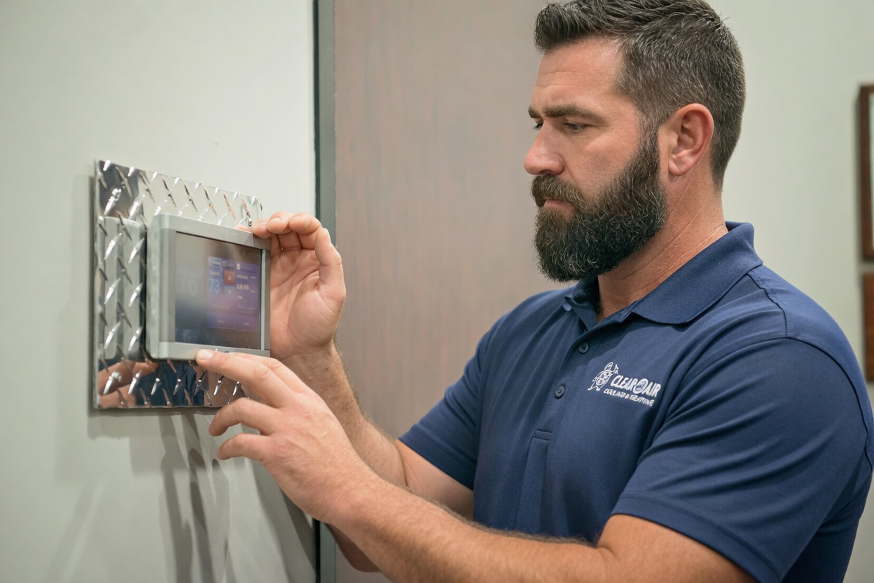 Clear the Air Cooling & Heating technician on a service call in Pearland, TX